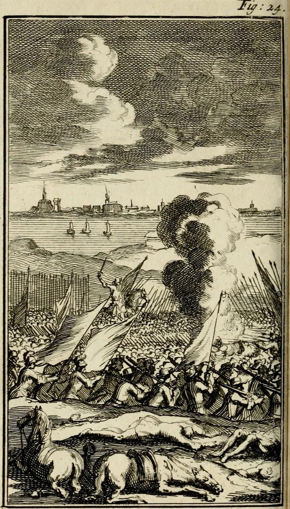 An illustration from Le triomphe royal : où l'on voit dêscrits les arcs de triomphe, piramydes, tablaux, & devises au nombre de 65, erigez à la Haye, à l'honneur de Guillaume III, roy d'Angleterre, Ecosse, France, & Irlande, 1691, leaf 109
