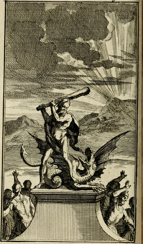 An illustration from Le triomphe royal : où l'on voit dêscrits les arcs de triomphe, piramydes, tablaux, & devises au nombre de 65, erigez à la Haye, à l'honneur de Guillaume III, roy d'Angleterre, Ecosse, France, & Irlande, 1691, leaf 121