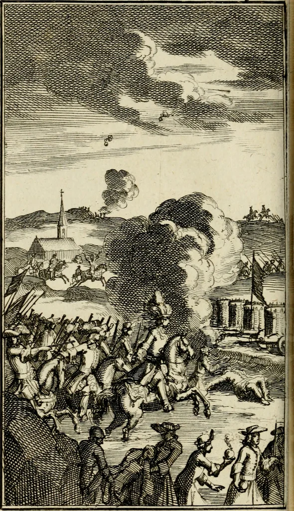An illustration from Le triomphe royal : où l'on voit dêscrits les arcs de triomphe, piramydes, tablaux, & devises au nombre de 65, erigez à la Haye, à l'honneur de Guillaume III, roy d'Angleterre, Ecosse, France, & Irlande, 1691, leaf 135