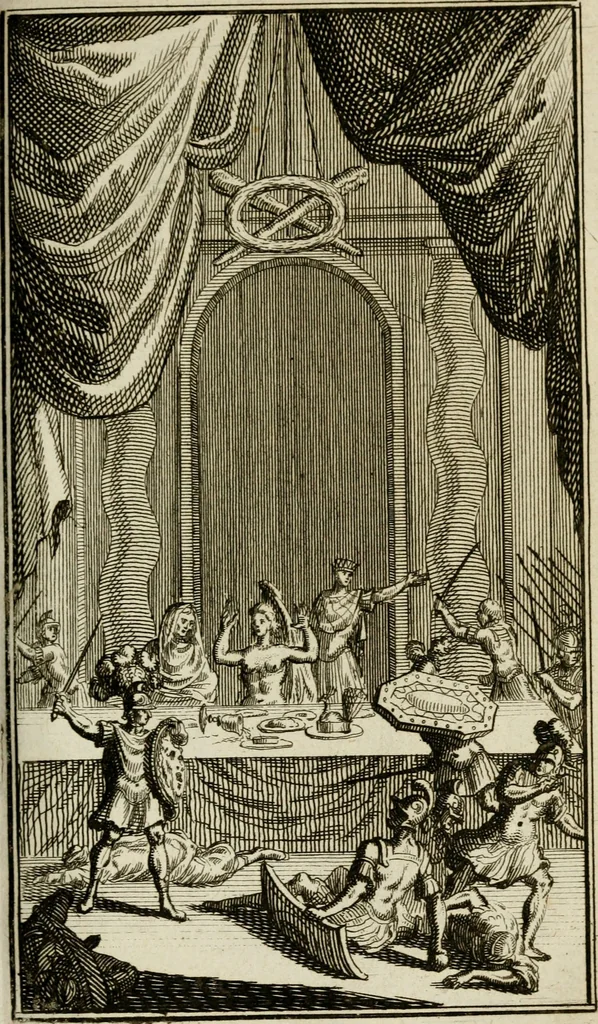 An illustration from Le triomphe royal : où l'on voit dêscrits les arcs de triomphe, piramydes, tablaux, & devises au nombre de 65, erigez à la Haye, à l'honneur de Guillaume III, roy d'Angleterre, Ecosse, France, & Irlande, 1691, leaf 154