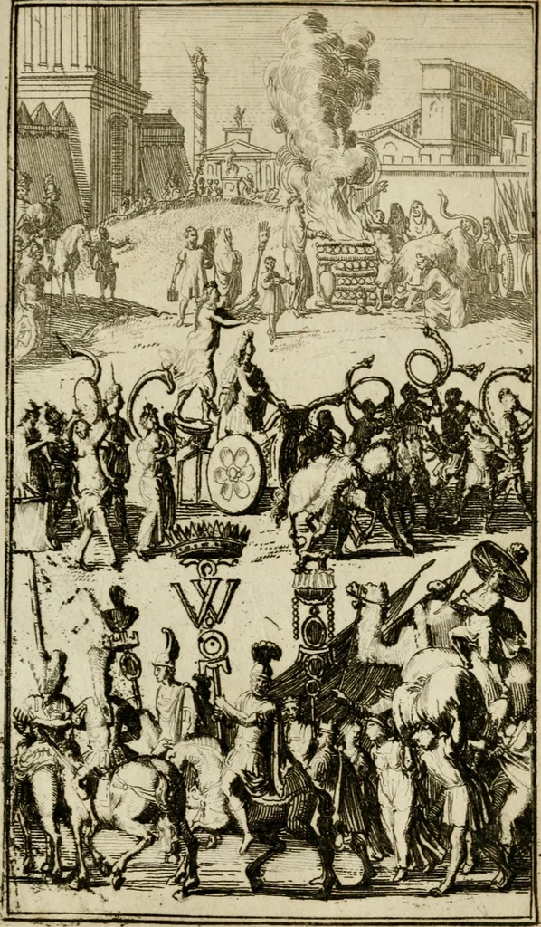 An illustration from Le triomphe royal : où l'on voit dêscrits les arcs de triomphe, piramydes, tablaux, & devises au nombre de 65, erigez à la Haye, à l'honneur de Guillaume III, roy d'Angleterre, Ecosse, France, & Irlande, 1691, leaf 194