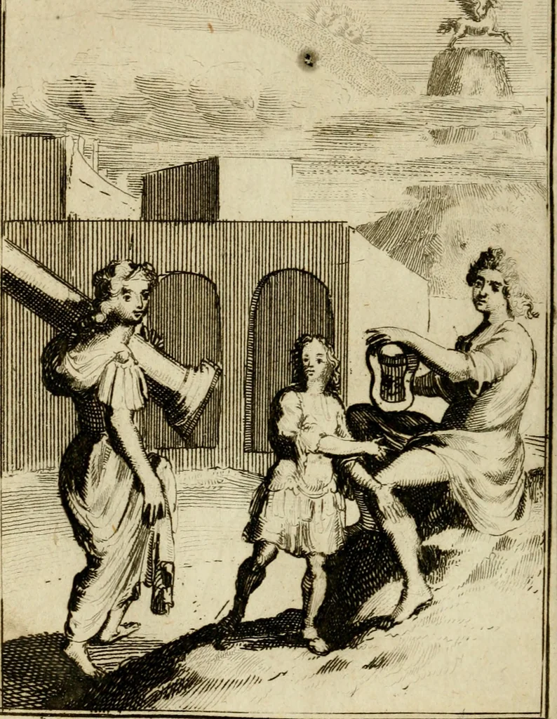 An illustration from Le triomphe royal : où l'on voit dêscrits les arcs de triomphe, piramydes, tablaux, & devises au nombre de 65, erigez à la Haye, à l'honneur de Guillaume III, roy d'Angleterre, Ecosse, France, & Irlande, 1691, leaf 197