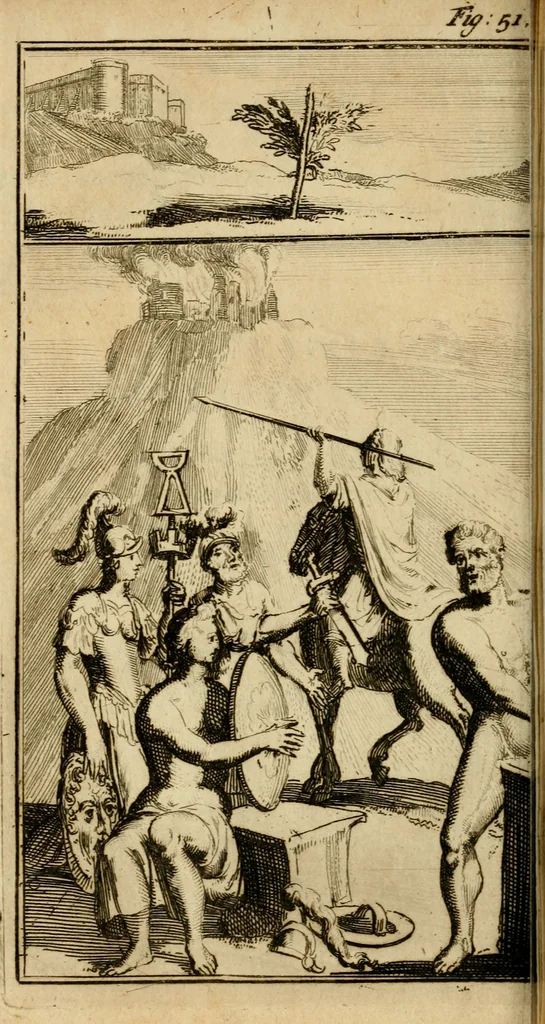 An illustration from Le triomphe royal : où l'on voit dêscrits les arcs de triomphe, piramydes, tablaux, & devises au nombre de 65, erigez à la Haye, à l'honneur de Guillaume III, roy d'Angleterre, Ecosse, France, & Irlande, 1691, leaf 201