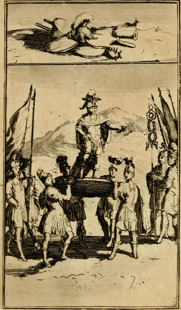 An illustration from Le triomphe royal : où l'on voit dêscrits les arcs de triomphe, piramydes, tablaux, & devises au nombre de 65, erigez à la Haye, à l'honneur de Guillaume III, roy d'Angleterre, Ecosse, France, & Irlande, 1691, leaf 205