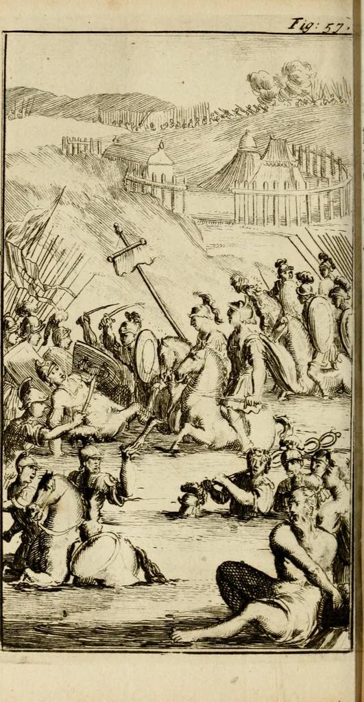 An illustration from Le triomphe royal : où l'on voit dêscrits les arcs de triomphe, piramydes, tablaux, & devises au nombre de 65, erigez à la Haye, à l'honneur de Guillaume III, roy d'Angleterre, Ecosse, France, & Irlande, 1691, leaf 221