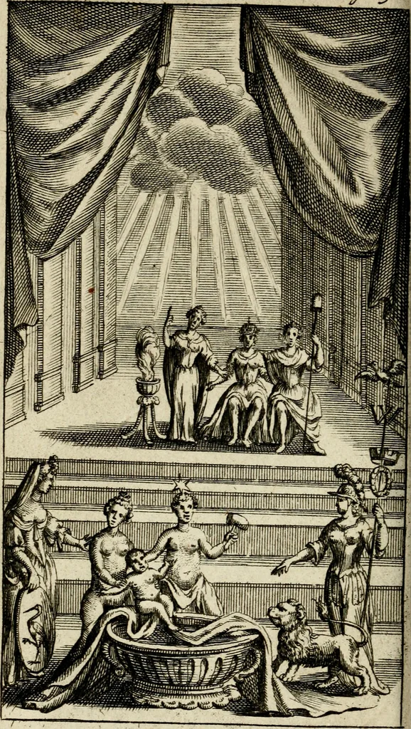 An illustration from Le triomphe royal : où l'on voit dêscrits les arcs de triomphe, piramydes, tablaux, & devises au nombre de 65, erigez à la Haye, à l'honneur de Guillaume III, roy d'Angleterre, Ecosse, France, & Irlande, 1691, leaf 81