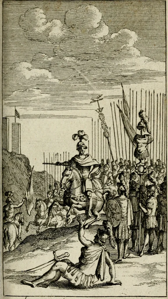 An illustration from Le triomphe royal : où l'on voit dêscrits les arcs de triomphe, piramydes, tablaux, & devises au nombre de 65, erigez à la Haye, à l'honneur de Guillaume III, roy d'Angleterre, Ecosse, France, & Irlande, 1691, leaf 84