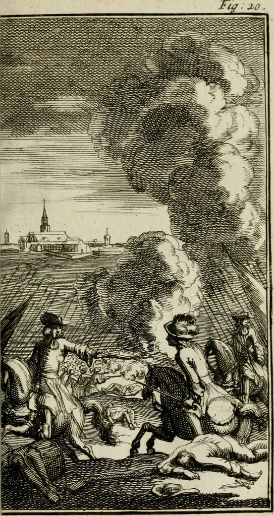 An illustration from Le triomphe royal : où l'on voit dêscrits les arcs de triomphe, piramydes, tablaux, & devises au nombre de 65, erigez à la Haye, à l'honneur de Guillaume III, roy d'Angleterre, Ecosse, France, & Irlande, 1691, leaf 96