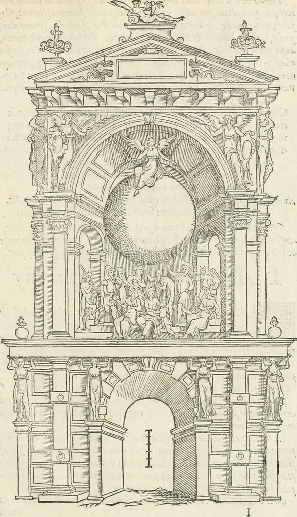 An illustration from Le triumphe d'Anuers faict en la susception du Prince Philips, Prince d'Espaigñ, 1550, leaf 74