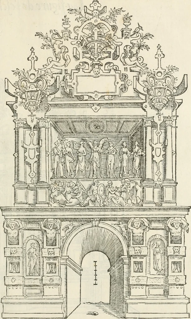 An illustration from Le triumphe d'Anuers faict en la susception du Prince Philips, Prince d'Espaigñ, 1550, leaf 76