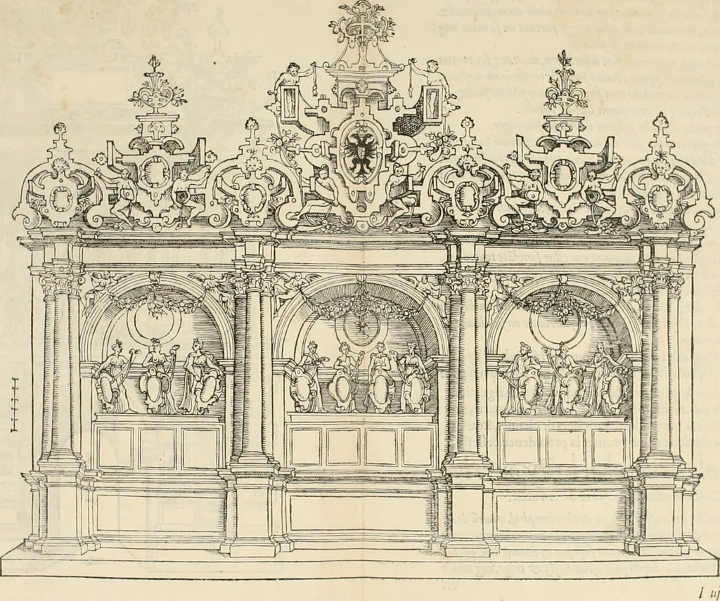 An illustration from Le triumphe d'Anuers faict en la susception du Prince Philips, Prince d'Espaigñ, 1550, leaf 78