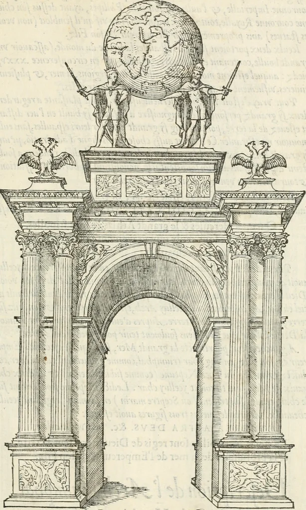 An illustration from Le triumphe d'Anuers faict en la susception du Prince Philips, Prince d'Espaigñ, 1550, leaf 96