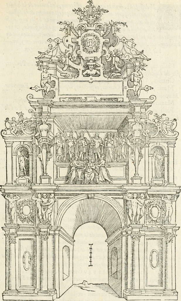 An illustration from Le triumphe d'Anuers faict en la susception du Prince Philips, Prince d'Espaigñ, 1550, leaf 98