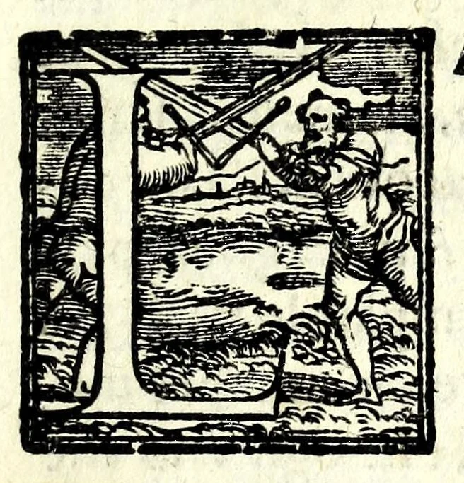 An illustration from Lettere della signora Isabella Andreini padovana, comica gelosa & academica intenta, nominata l'Accesa : aggivntovi di nvovo li ragionamenti piaceuoli dell'istessa : vi sono due tauole, vna delle Lettere e l'altra de' ragionamenti che nell'opera si contengono : di nuouo ristampate & con ogni diligenza ricorette, 1620, leaf 5
