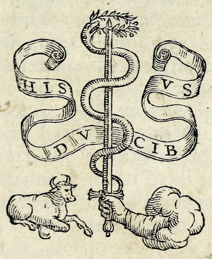 An illustration from Lettere di XIII. hvomini illvstri, nelle qvali sono dve libri di diversi altri avttori, et il fiore di qvante belle lettere, che fin'hora si sono vedute; con molte del Bembo, del Navagero, del Fracastoro, del Manutio, & di altri famosi auttori non piu date in luce, 1560, leaf 5
