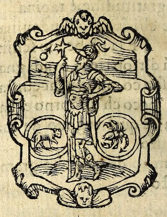 An illustration from Lettere facete, e chiribizzose in lengua antiga, venitiana, et vna à la gratiana, con alguni sonetti, é canzoni piaseuoli venitiani, é toscani enel fin trenta villanelle a diuersi signori é do[n]ne lucchesi et altri, 1588, leaf 204