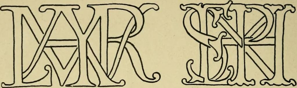 An illustration from Lettering in ornament; an enquiry into the decorative use of lettering, past, present, and possible, 1902, leaf 155
