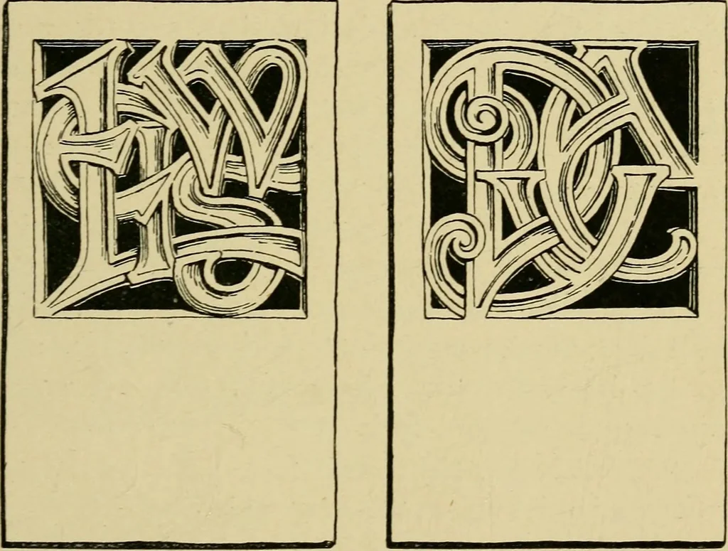 An illustration from Lettering in ornament; an enquiry into the decorative use of lettering, past, present, and possible, 1902, leaf 170