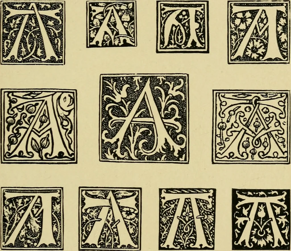 An illustration from Lettering in ornament; an enquiry into the decorative use of lettering, past, present, and possible, 1902, leaf 194