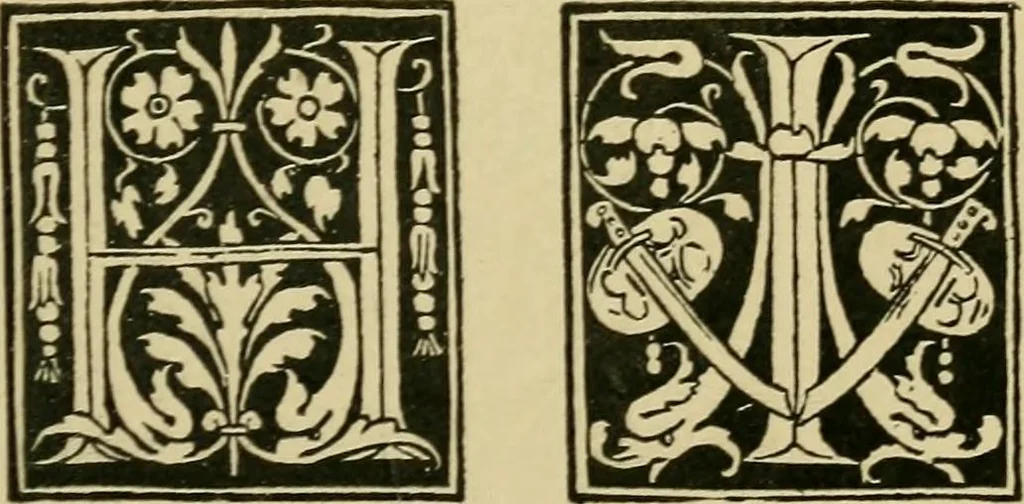 An illustration from Lettering in ornament; an enquiry into the decorative use of lettering, past, present, and possible, 1902, leaf 212