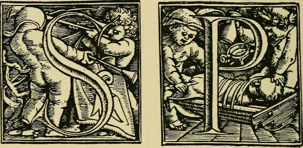 An illustration from Lettering in ornament; an enquiry into the decorative use of lettering, past, present, and possible, 1902, leaf 221