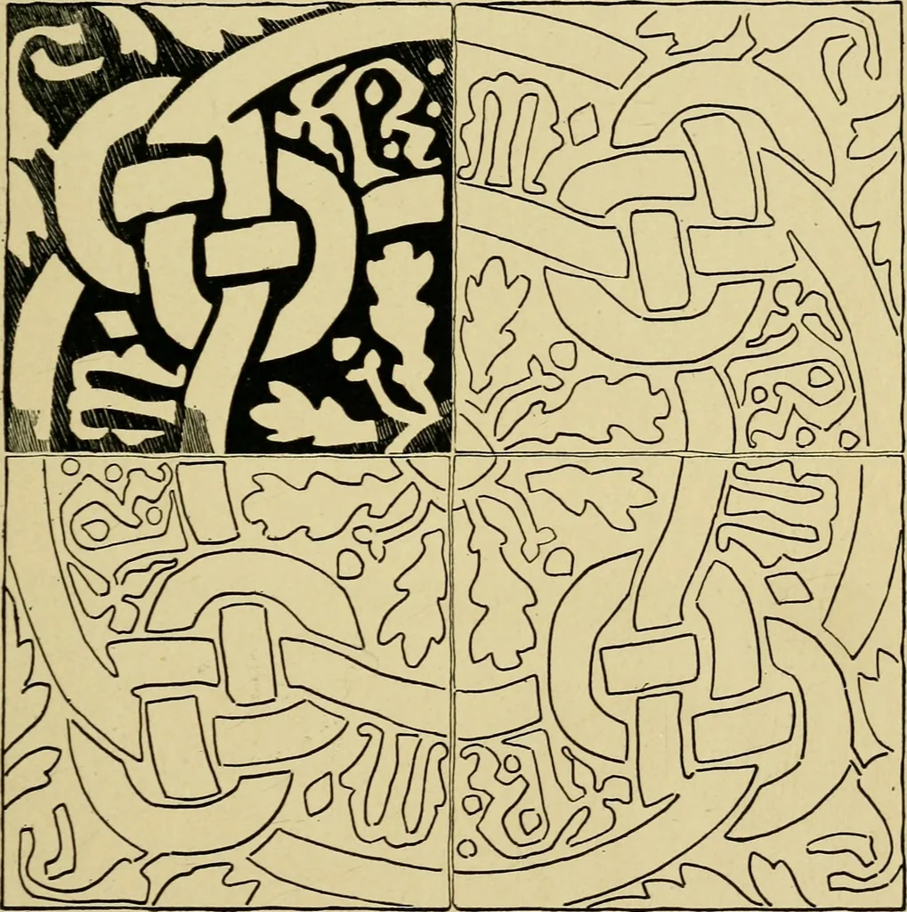 An illustration from Lettering in ornament; an enquiry into the decorative use of lettering, past, present, and possible, 1902, leaf 232