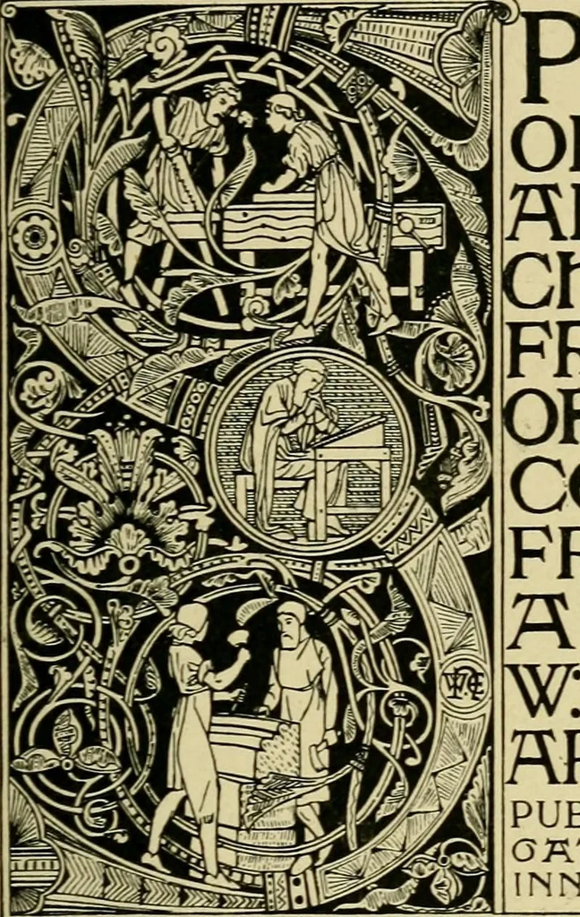 An illustration from Lettering in ornament; an enquiry into the decorative use of lettering, past, present, and possible, 1902, leaf 74