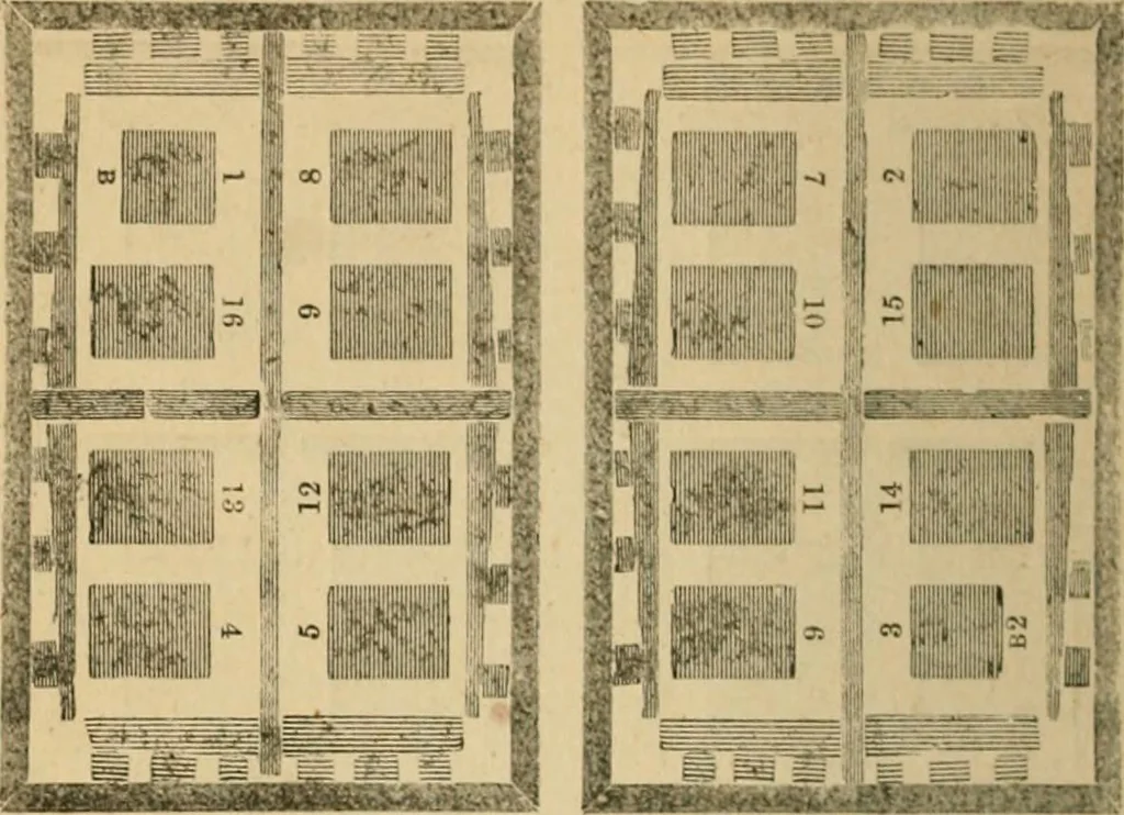 An illustration from The letter-press printer: a complete guide to the art of printing ; containing practical instructions for learners at case, press, and machine. Embracing the whole practice of book-work, with diagram and complete schemes of impositions; job work, with examples; news-work, colour work, to make coloured inks, to work press and machine, to make rollers, instructions in stereotyping, and other valuable information, 1881, leaf 49