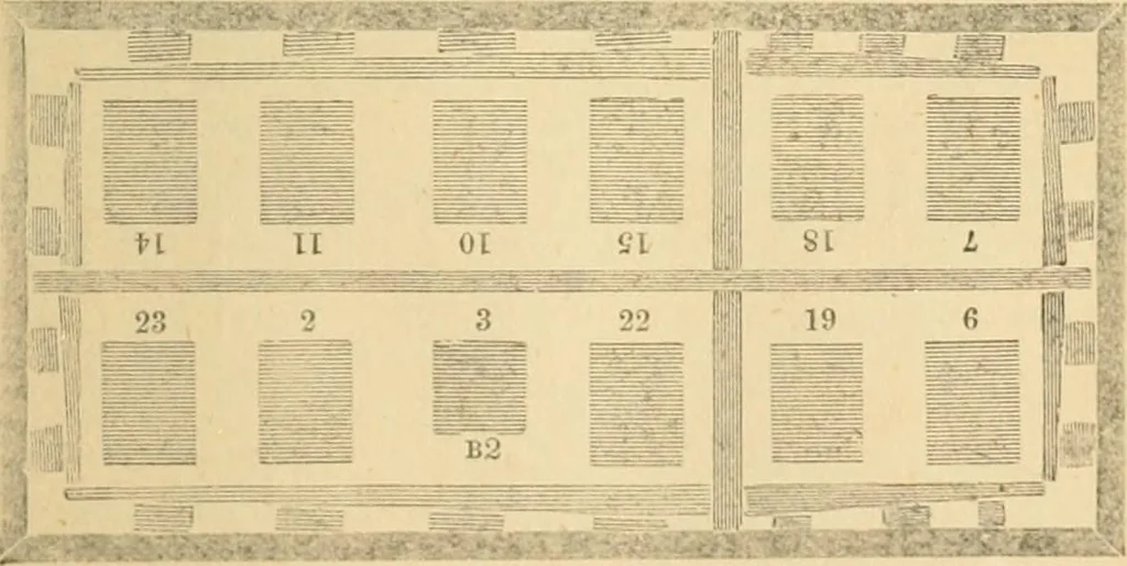An illustration from The letter-press printer: a complete guide to the art of printing ; containing practical instructions for learners at case, press, and machine. Embracing the whole practice of book-work, with diagram and complete schemes of impositions; job work, with examples; news-work, colour work, to make coloured inks, to work press and machine, to make rollers, instructions in stereotyping, and other valuable information, 1881, leaf 58