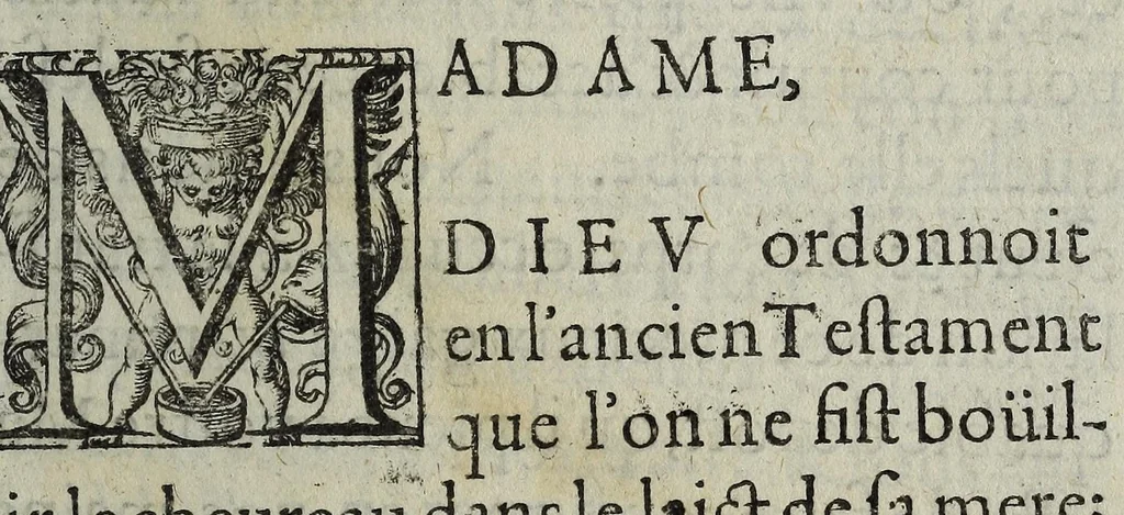 An illustration from [Lettre] declaratoire de la doctrine des peres Iesvites conforme aux decrets du Concile in Constance, adressee à la Royne mere du Roy Regente en France,, 1610, leaf 7