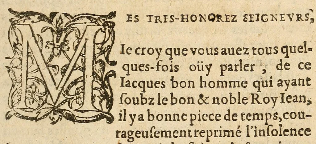 An illustration from Lettre de Iacques Bon-Homme Paysan de Beavvoisis à messeignevrs les Princes retirez de la Cour, 1614, leaf 5
