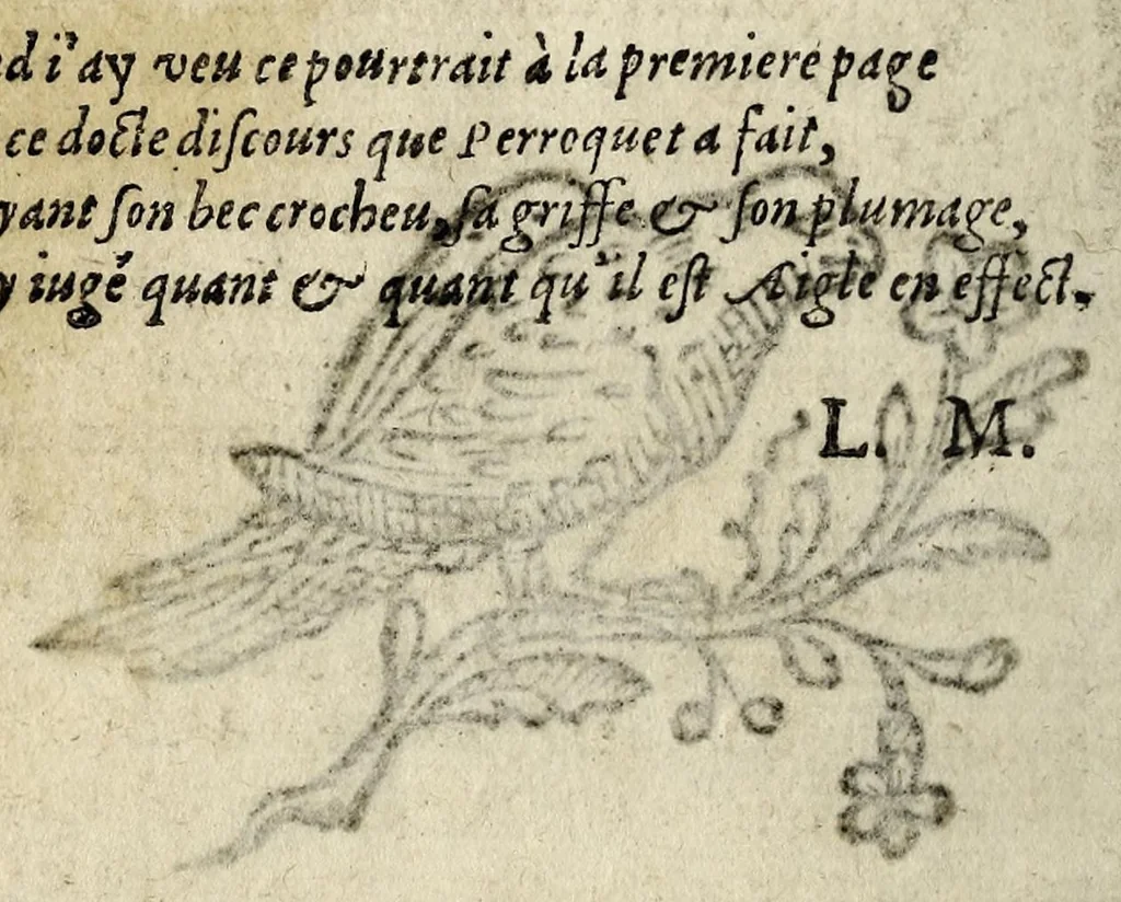 An illustration from Lettre de Perroqvet avx enfans perdvs de France ..., 1614, leaf 8