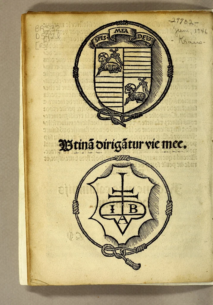An illustration from Lettres enuoyees au chapitre general des freres Mineurs de la reguliere obserua[n]ce, : celebre en la tresillustre [et] magnificque cite de Tholose, en la solennite de la pe[n]thecoste. Lan Mil.D.xxxij., 1532, leaf 22