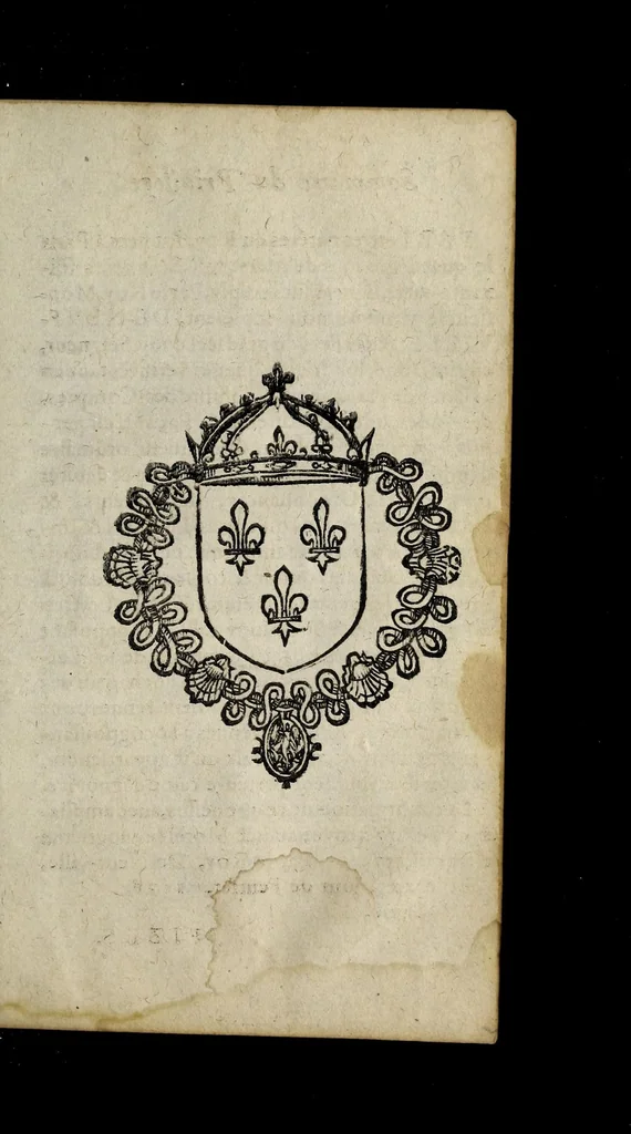 An illustration from Lettres patentes du roy, pour l'entretenement du dernier edict, de pacificatio[n], & articles arrestez, en la conference de Nerac: & pour faire saisir les biens de ceux qui se sont esleuez en armes, contre la teneur dudict edict & articles : publié en parlement le sixième iour de Iuin, 1580., 1580, leaf 23