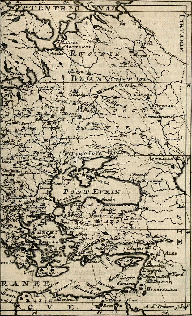 An illustration from L'Europe [l'Asie, l'Afrique, l'Amerique] en plusieurs cartes, e n plusieurs cartes, et en divers traittés de geographie et d'histoire .., 1683, leaf 16