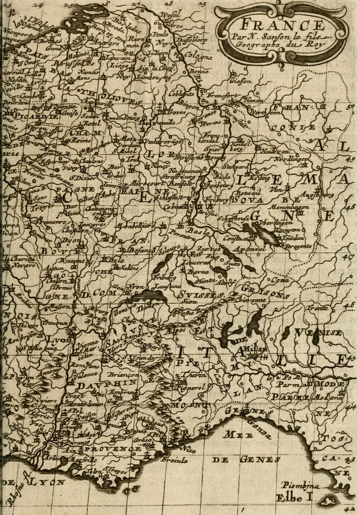 An illustration from L'Europe [l'Asie, l'Afrique, l'Amerique] en plusieurs cartes, e n plusieurs cartes, et en divers traittés de geographie et d'histoire .., 1683, leaf 32