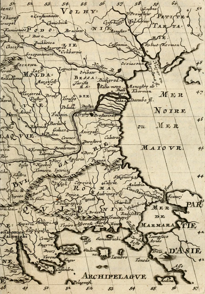An illustration from L'Europe [l'Asie, l'Afrique, l'Amerique] en plusieurs cartes, e n plusieurs cartes, et en divers traittés de geographie et d'histoire .., 1683, leaf 56