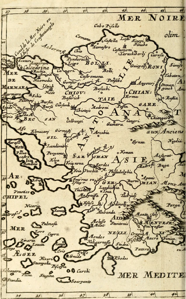 An illustration from L'Europe [l'Asie, l'Afrique, l'Amerique] en plusieurs cartes, e n plusieurs cartes, et en divers traittés de geographie et d'histoire .., 1683, leaf 85