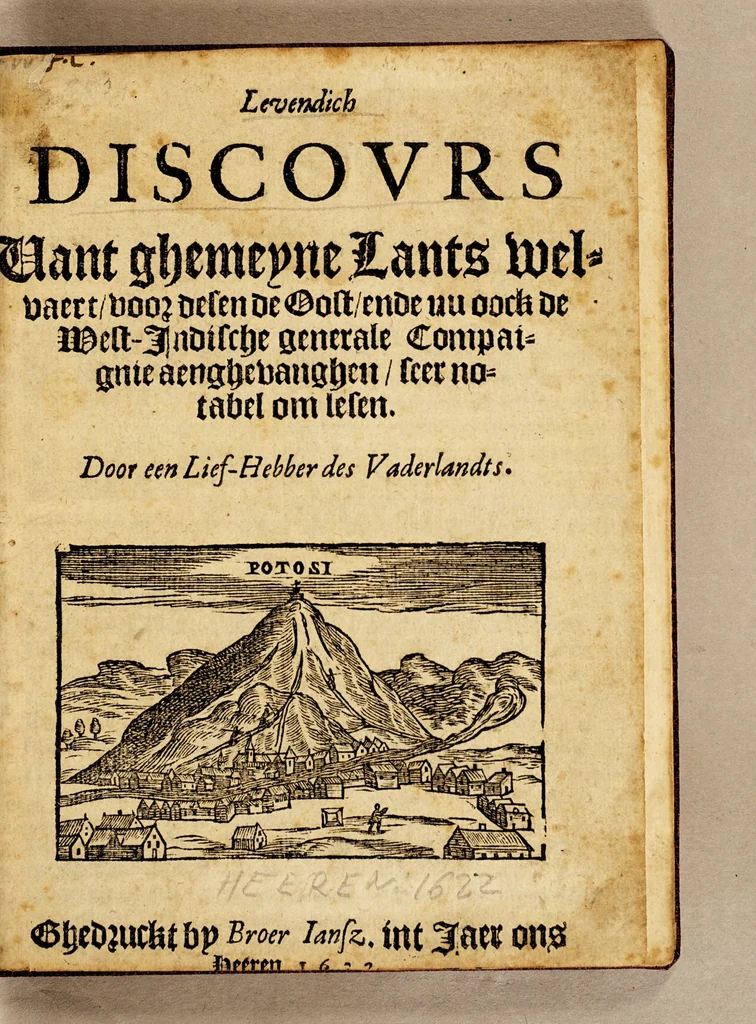 An illustration from Levendich discours vant ghemeyne lants welvaert, : voor desen de oost, ende nu oock de West-Indische generale Compaignie aenghevanghen, seer notabel om lesen., 1622, leaf 5