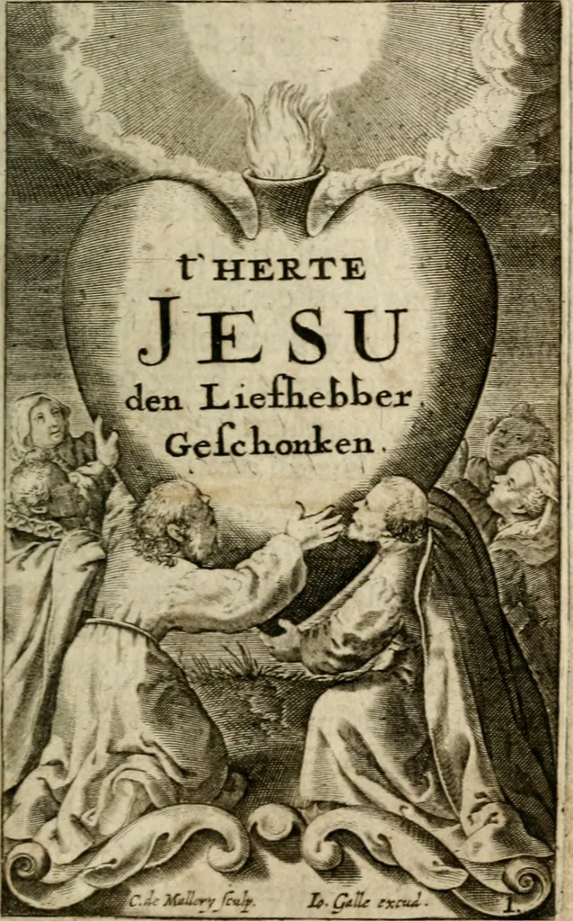 An illustration from Levendige herts-theologie, dat zijn aendachtige betrachtingen, hoe Jesus in der geloovigen herten wil woonen, werken en leven, en haar wil zijn alles in allen : met schoone, en nette print-verbeeldinge, ter sake dienende, verciert: nevens versen, suchtingen, en alleen-spraken, 1686, leaf 20