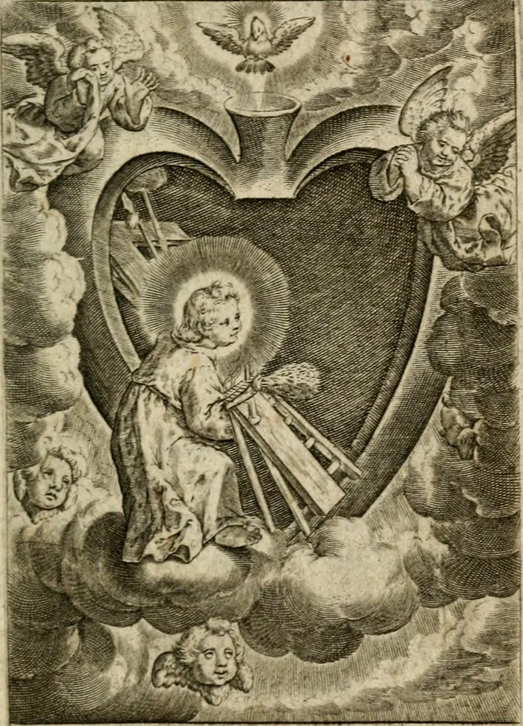An illustration from Levendige herts-theologie, dat zijn aendachtige betrachtingen, hoe Jesus in der geloovigen herten wil woonen, werken en leven, en haar wil zijn alles in allen : met schoone, en nette print-verbeeldinge, ter sake dienende, verciert: nevens versen, suchtingen, en alleen-spraken, 1686, leaf 90
