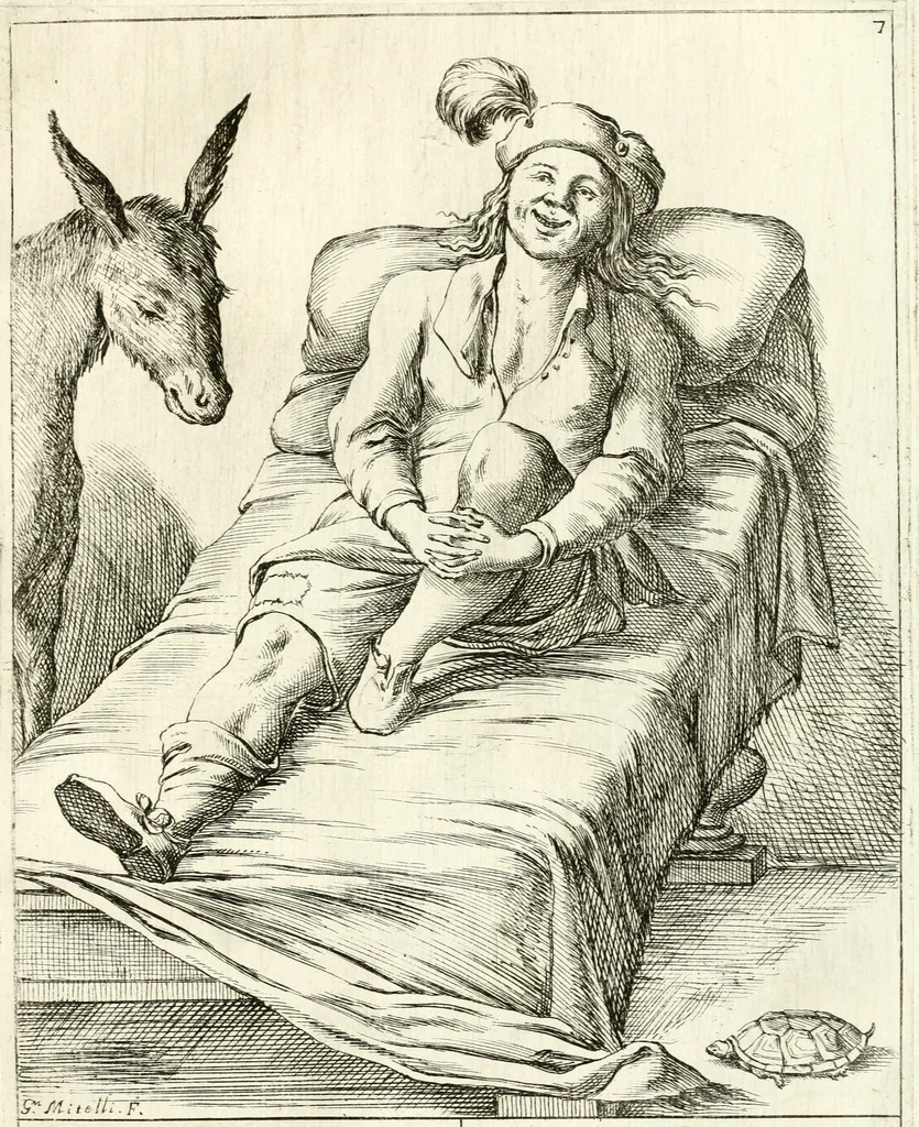 An illustration from Le ventiqvattr' hore dell' hvmana felicità : invenzione disegno ed intaglio, 1675, leaf 24