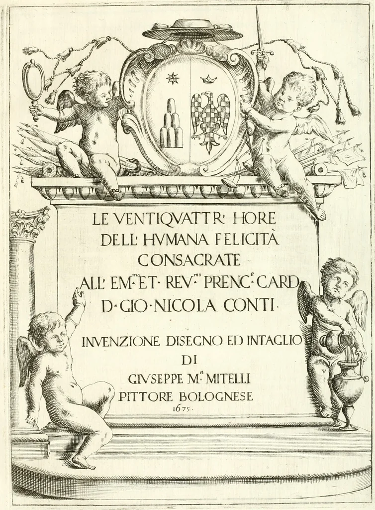 An illustration from Le ventiqvattr' hore dell' hvmana felicità : invenzione disegno ed intaglio, 1675, leaf 6