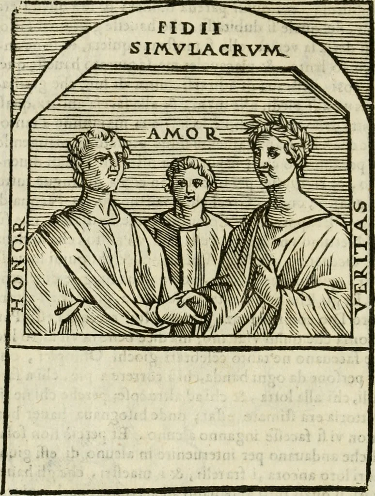 An illustration from Le vere e nove imagini de gli dei delli antichi di Vicenzo Cartari Reggiano. Ridotte da capo a piedi in questa nouissima impressione alle loro reali, & non piu per l'adietro osseruate simiglianze. Cauate da' marmi, bronzi, medaglie, gioie, & altre memorie antiche;, 1615, leaf 177