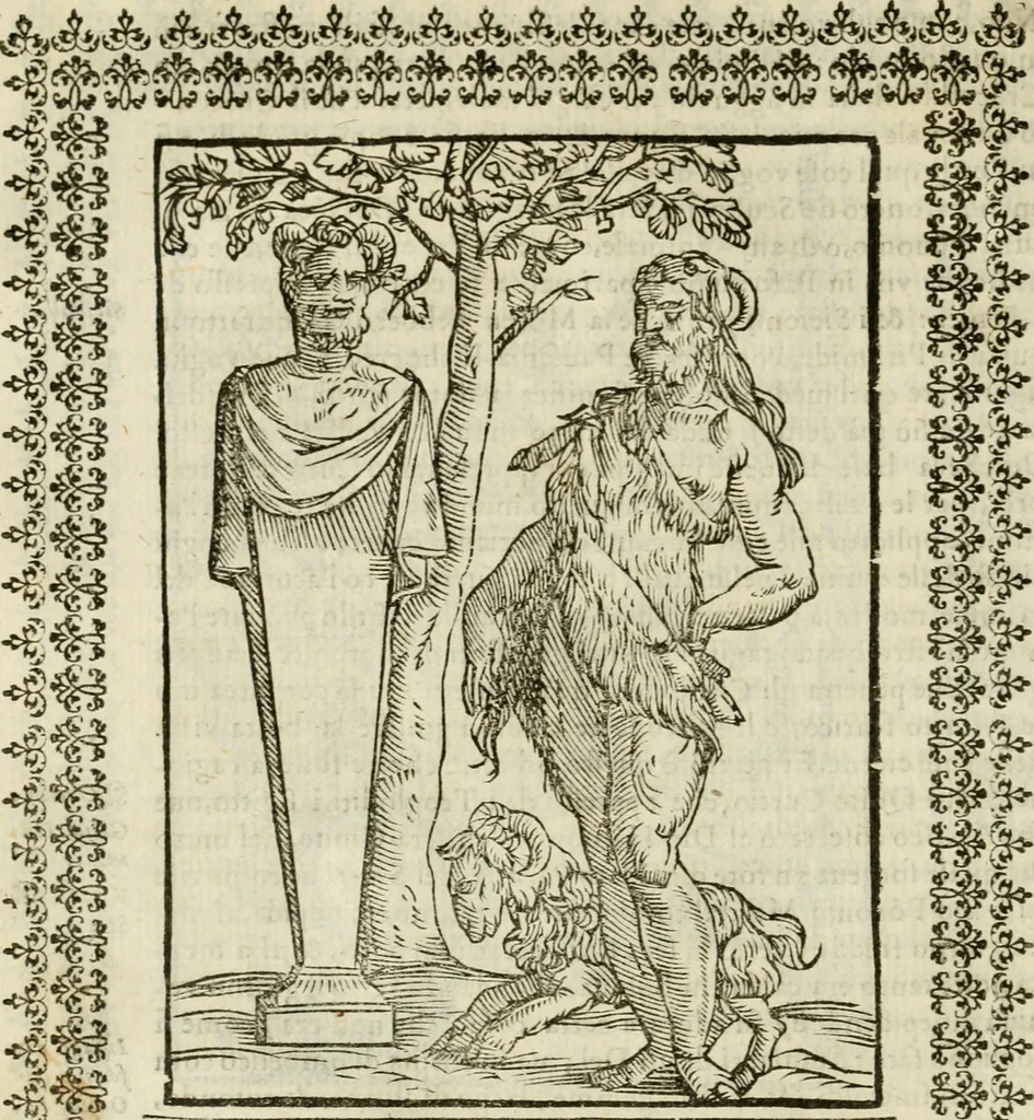 An illustration from Le vere e nove imagini de gli dei delli antichi di Vicenzo Cartari Reggiano. Ridotte da capo a piedi in questa nouissima impressione alle loro reali, & non piu per l'adietro osseruate simiglianze. Cauate da' marmi, bronzi, medaglie, gioie, & altre memorie antiche;, 1615, leaf 191