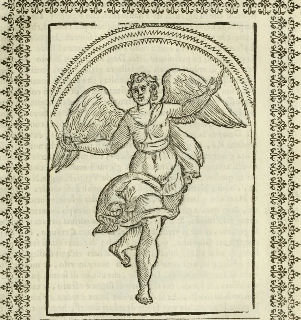 An illustration from Le vere e nove imagini de gli dei delli antichi di Vicenzo Cartari Reggiano. Ridotte da capo a piedi in questa nouissima impressione alle loro reali, & non piu per l'adietro osseruate simiglianze. Cauate da' marmi, bronzi, medaglie, gioie, & altre memorie antiche;, 1615, leaf 200