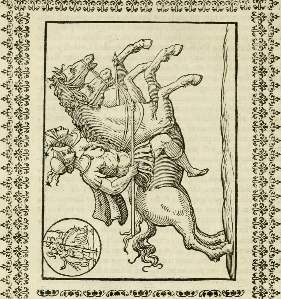 An illustration from Le vere e nove imagini de gli dei delli antichi di Vicenzo Cartari Reggiano. Ridotte da capo a piedi in questa nouissima impressione alle loro reali, & non piu per l'adietro osseruate simiglianze. Cauate da' marmi, bronzi, medaglie, gioie, & altre memorie antiche;, 1615, leaf 205