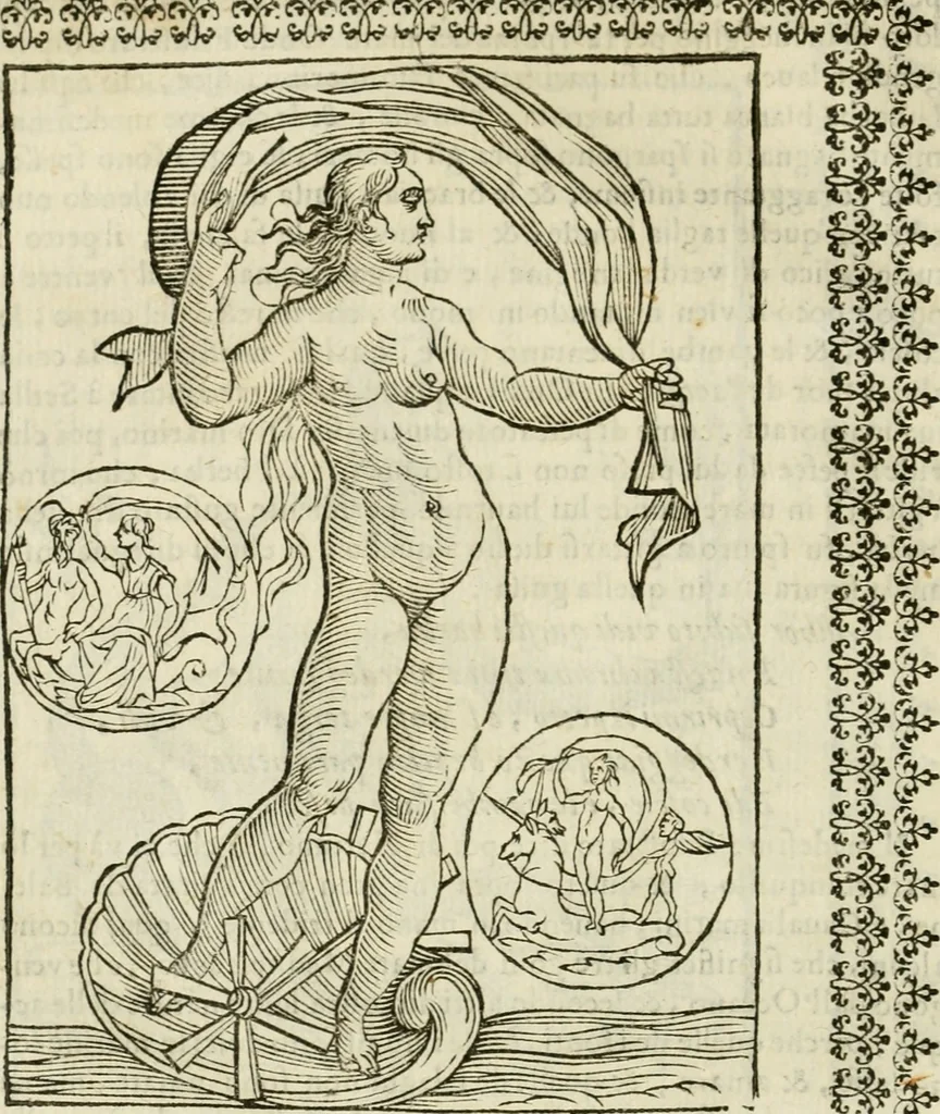 An illustration from Le vere e nove imagini de gli dei delli antichi di Vicenzo Cartari Reggiano. Ridotte da capo a piedi in questa nouissima impressione alle loro reali, & non piu per l'adietro osseruate simiglianze. Cauate da' marmi, bronzi, medaglie, gioie, & altre memorie antiche;, 1615, leaf 255