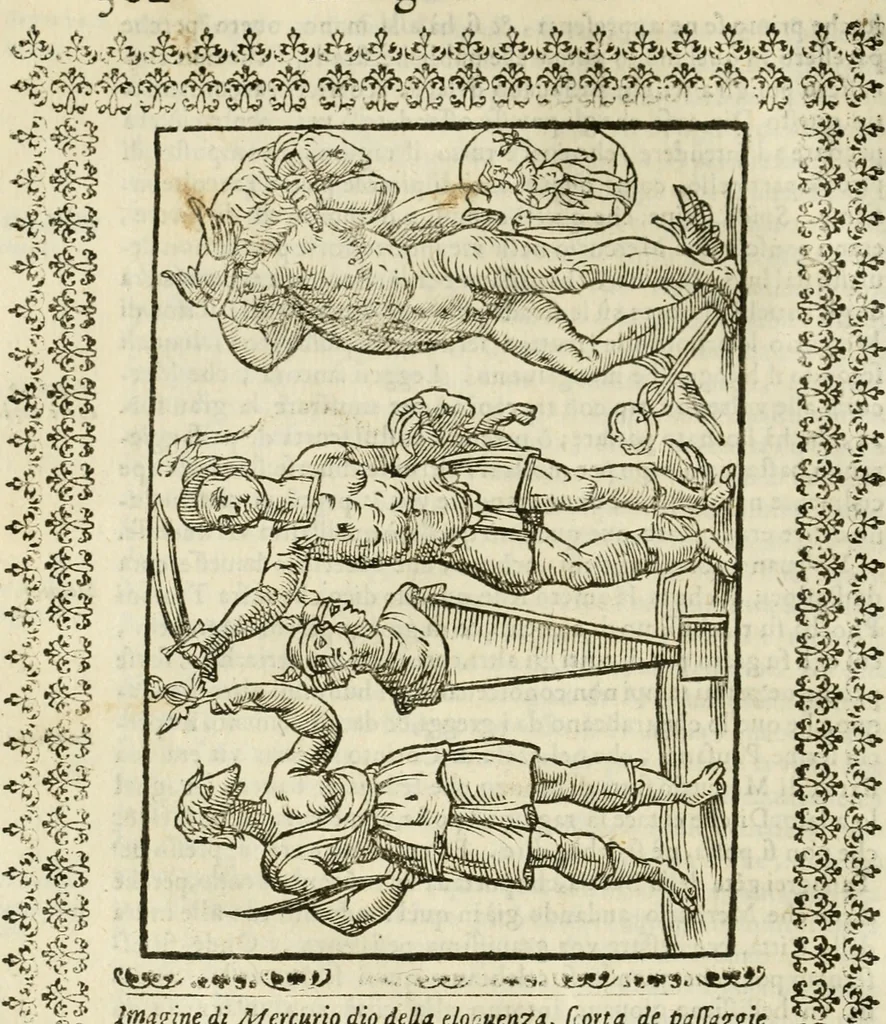 An illustration from Le vere e nove imagini de gli dei delli antichi di Vicenzo Cartari Reggiano. Ridotte da capo a piedi in questa nouissima impressione alle loro reali, & non piu per l'adietro osseruate simiglianze. Cauate da' marmi, bronzi, medaglie, gioie, & altre memorie antiche;, 1615, leaf 337