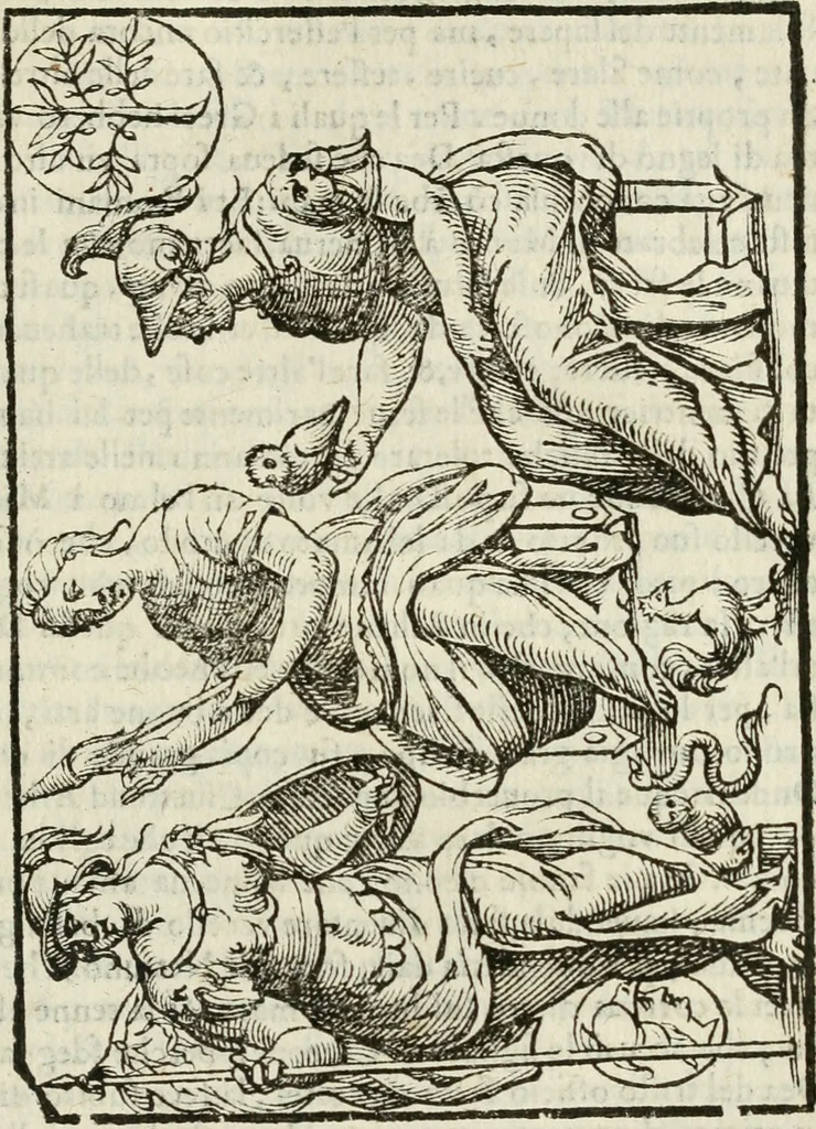 An illustration from Le vere e nove imagini de gli dei delli antichi di Vicenzo Cartari Reggiano. Ridotte da capo a piedi in questa nouissima impressione alle loro reali, & non piu per l'adietro osseruate simiglianze. Cauate da' marmi, bronzi, medaglie, gioie, & altre memorie antiche;, 1615, leaf 362